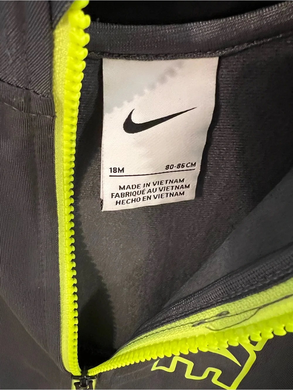 Nike Gray & Neon Yellow Kids Zip Jacket and Pants Set